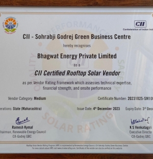 Bhagwat Energy Attains Distinction as CII Certified Rooftop Solar Vendor Acknowledged by CII - Sohrabji Godrej Green Business Center